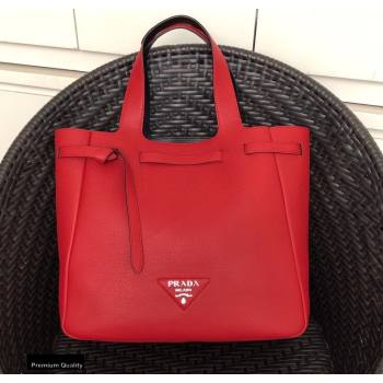 Prada Soft Leather Tote Bag with Drawstring Closure 1BG339 Red 2020 (gongyifang-20110602)