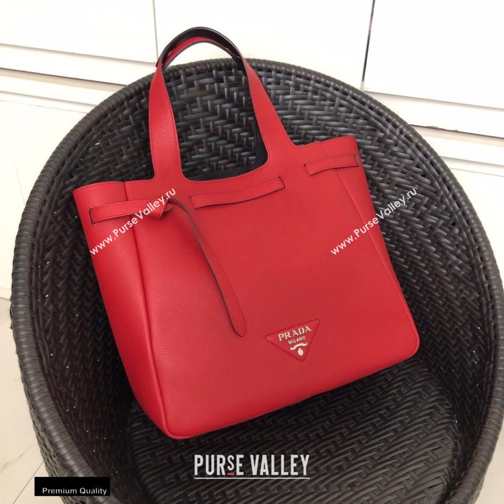 Prada Soft Leather Tote Bag with Drawstring Closure 1BG339 Red 2020 (gongyifang-20110602)