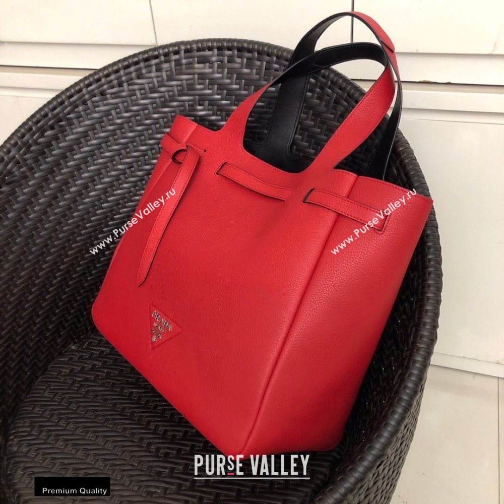 Prada Soft Leather Tote Bag with Drawstring Closure 1BG339 Red 2020 (gongyifang-20110602)