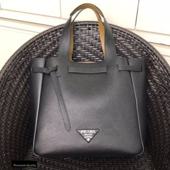 Prada Soft Leather Tote Bag with Drawstring Closure 1BG339 Black 2020 (gongyifang-20110601)