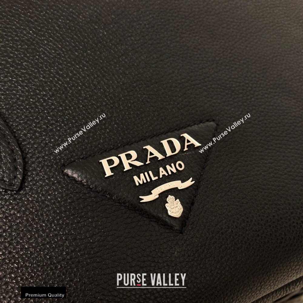 Prada Soft Leather Tote Bag with Drawstring Closure 1BG339 Black 2020 (gongyifang-20110601)