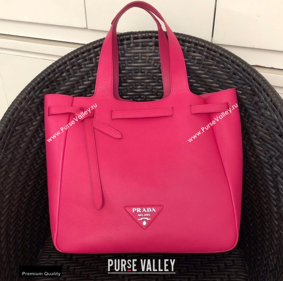 Prada Soft Leather Tote Bag with Drawstring Closure 1BG339 Fuchsia 2020 (gongyifang-20110603)