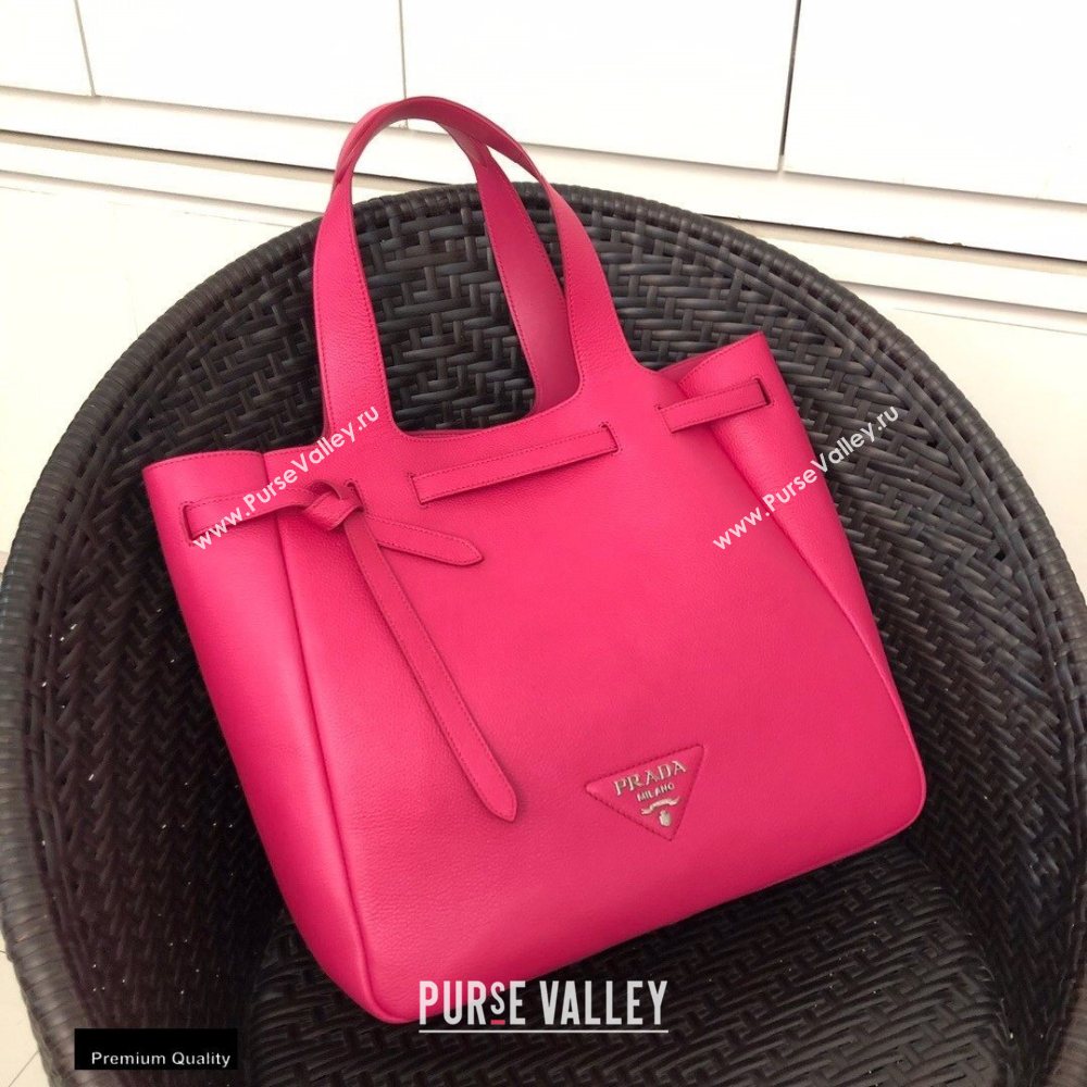 Prada Soft Leather Tote Bag with Drawstring Closure 1BG339 Fuchsia 2020 (gongyifang-20110603)