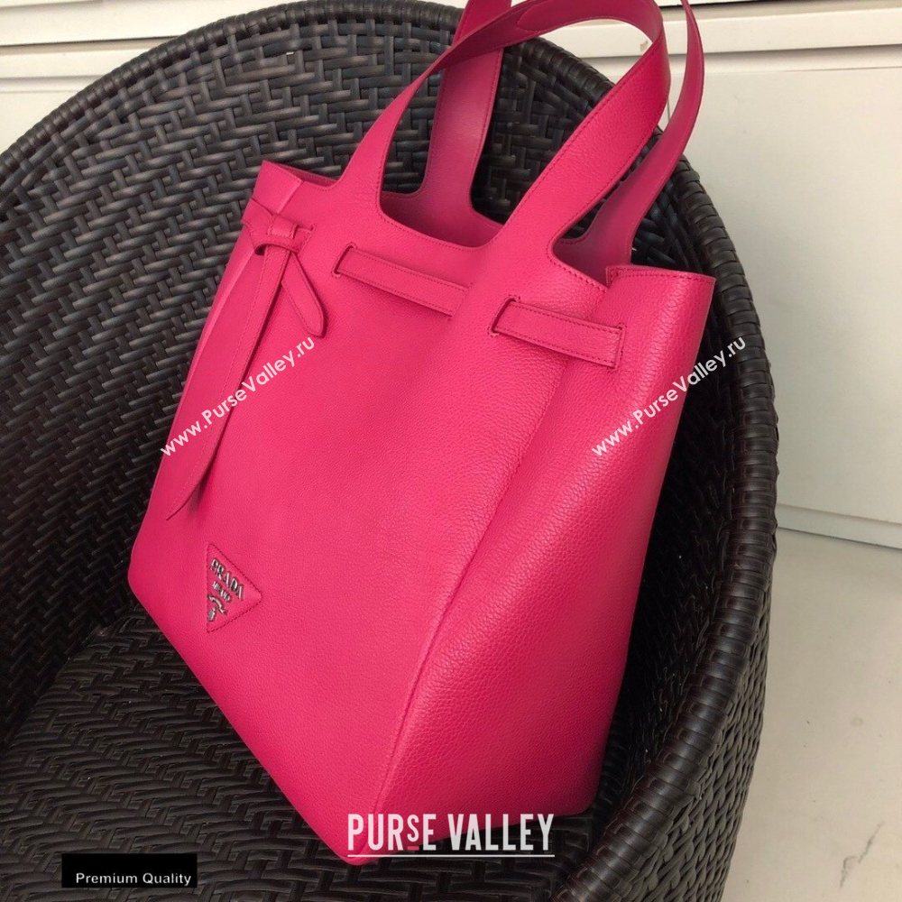 Prada Soft Leather Tote Bag with Drawstring Closure 1BG339 Fuchsia 2020 (gongyifang-20110603)