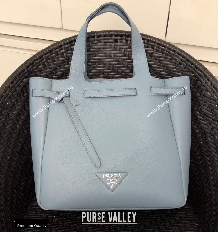 Prada Soft Leather Tote Bag with Drawstring Closure 1BG339 Baby Blue 2020 (gongyifang-20110604)