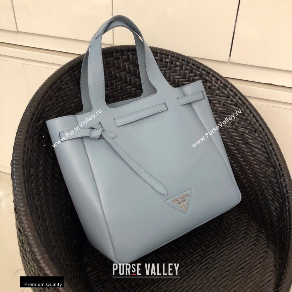 Prada Soft Leather Tote Bag with Drawstring Closure 1BG339 Baby Blue 2020 (gongyifang-20110604)