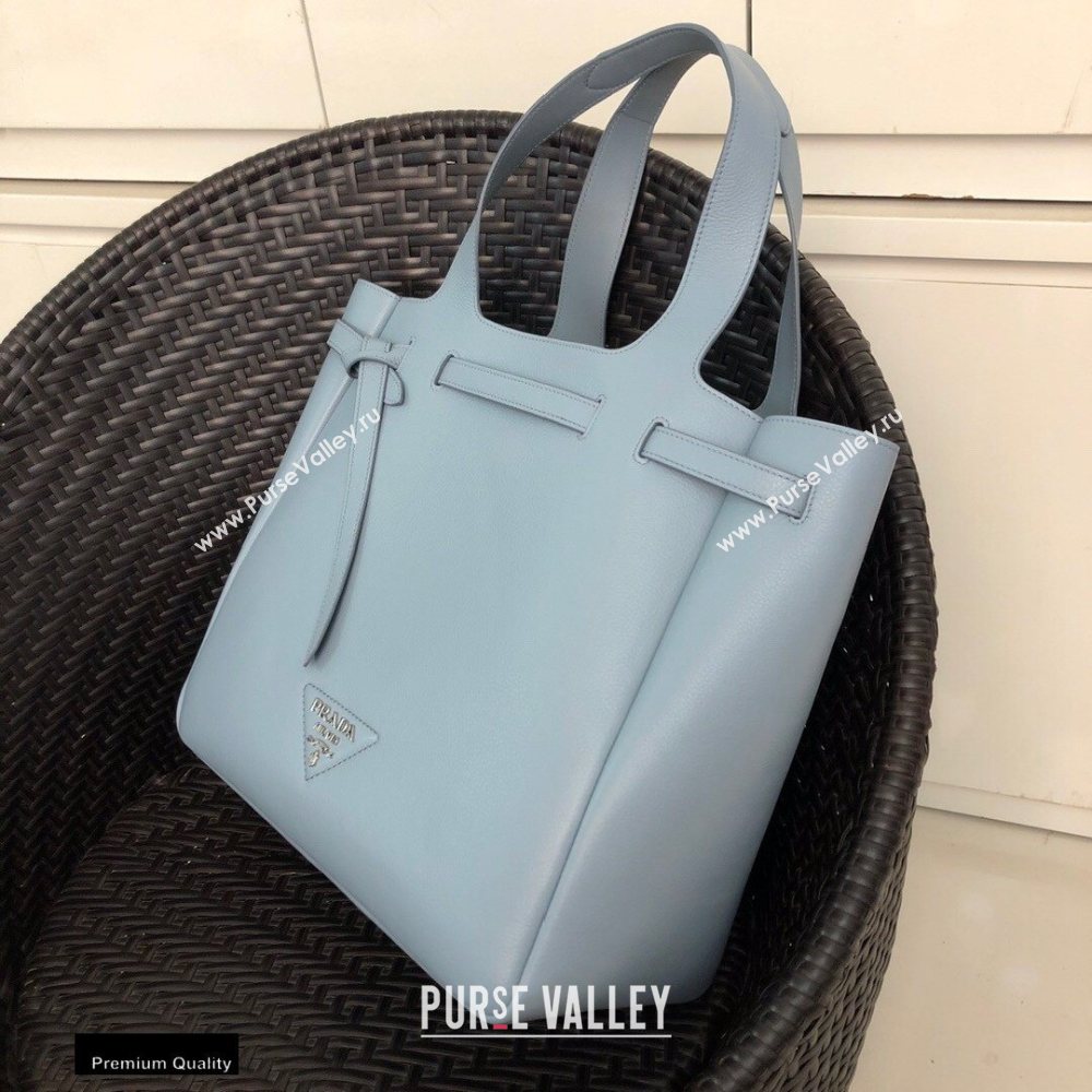 Prada Soft Leather Tote Bag with Drawstring Closure 1BG339 Baby Blue 2020 (gongyifang-20110604)