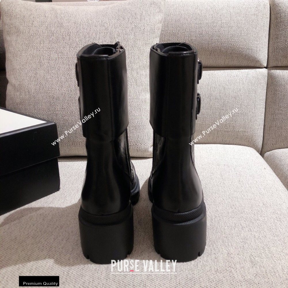 Gucci GG Canvas and Leather Boots Black with Interlocking G 2020 (kaola-20110701)