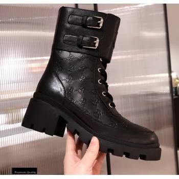 Gucci GG Canvas and Leather Boots Black with Interlocking G 2020 (kaola-20110701)