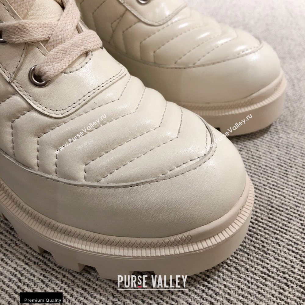 Gucci Chevron Matelasse Leather Boots White with Interlocking G 2020 (kaola-20110708)