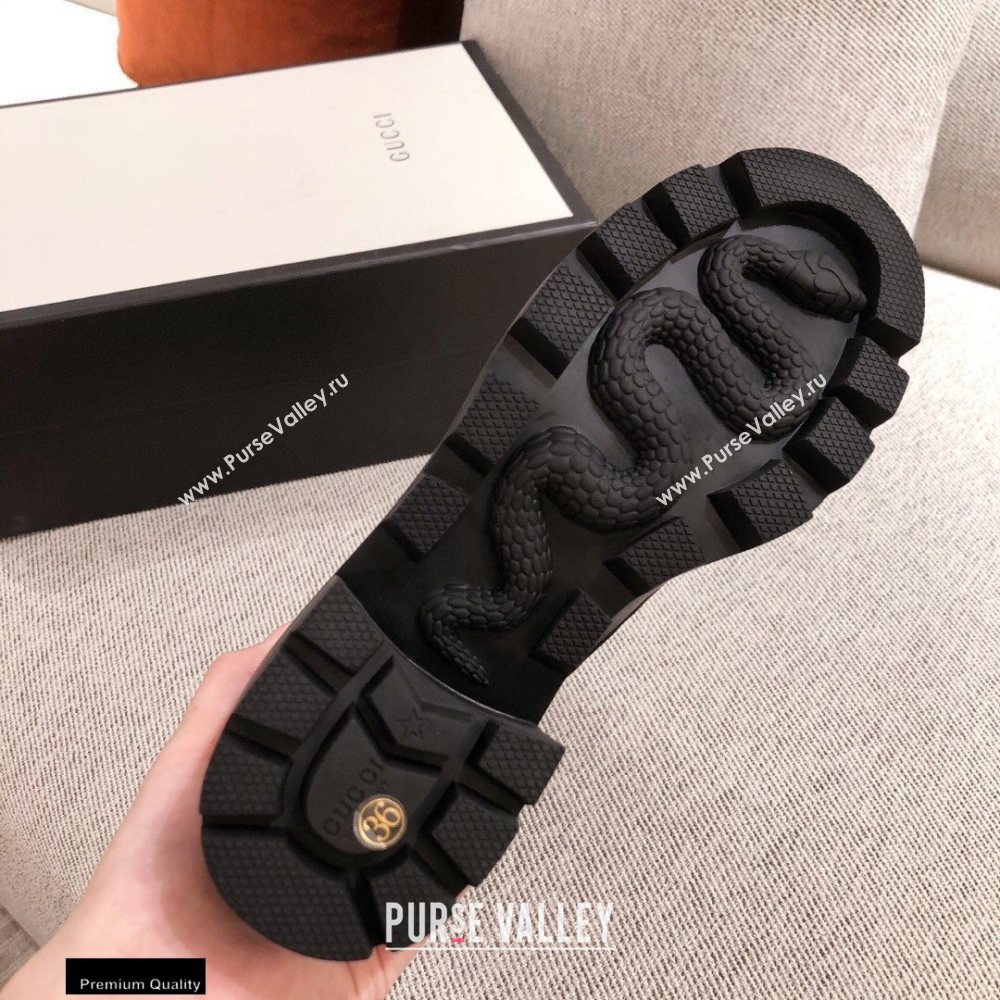 Gucci Chevron Matelasse Leather Boots Black with Interlocking G 2020 (kaola-20110707)