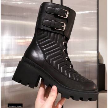 Gucci Chevron Matelasse Leather Boots Black with Interlocking G 2020 (kaola-20110707)