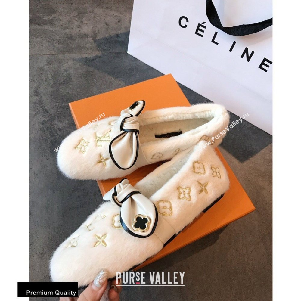 Louis Vuitton Fur Bow Loafers White 2020 (hongxi-20111011)