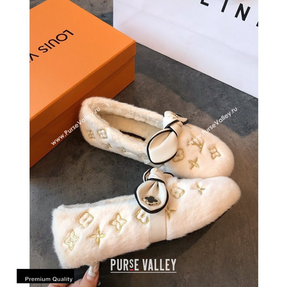 Louis Vuitton Fur Bow Loafers White 2020 (hongxi-20111011)