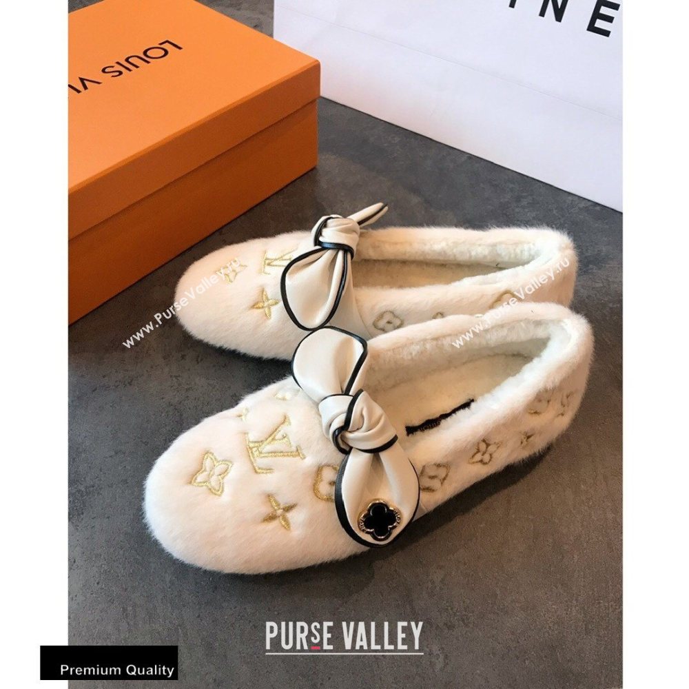 Louis Vuitton Fur Bow Loafers White 2020 (hongxi-20111011)