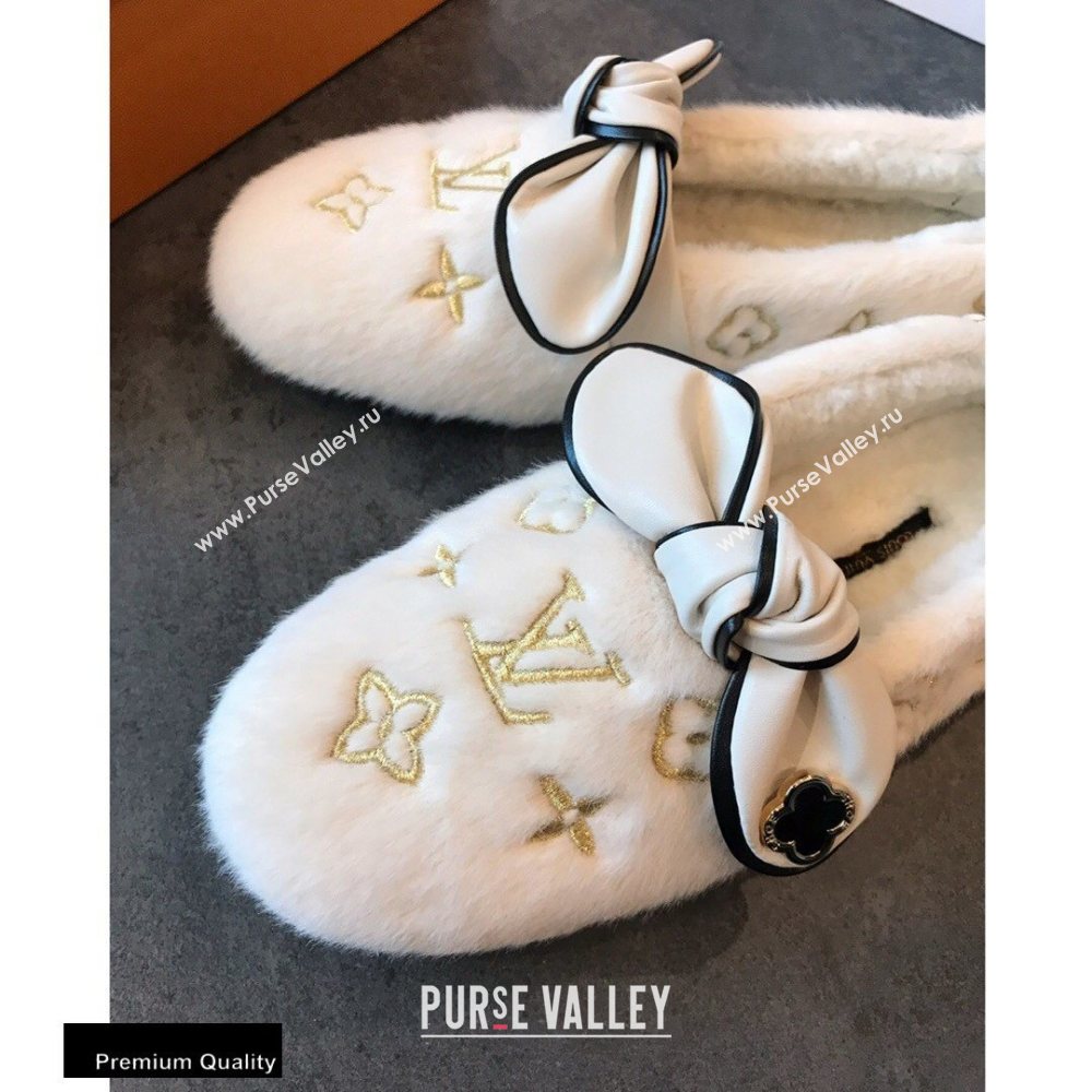 Louis Vuitton Fur Bow Loafers White 2020 (hongxi-20111011)