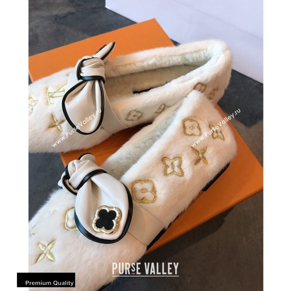 Louis Vuitton Fur Bow Loafers White 2020 (hongxi-20111011)