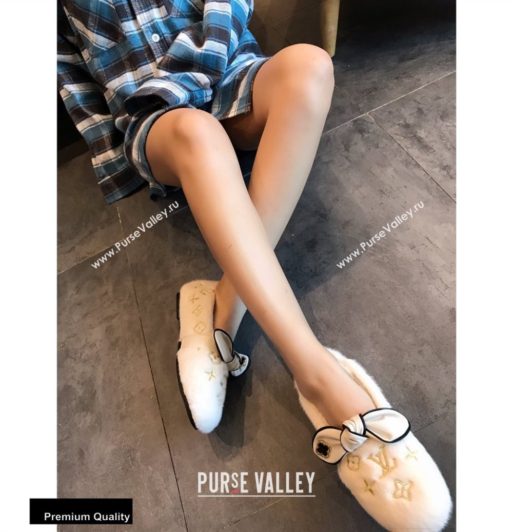 Louis Vuitton Fur Bow Loafers White 2020 (hongxi-20111011)
