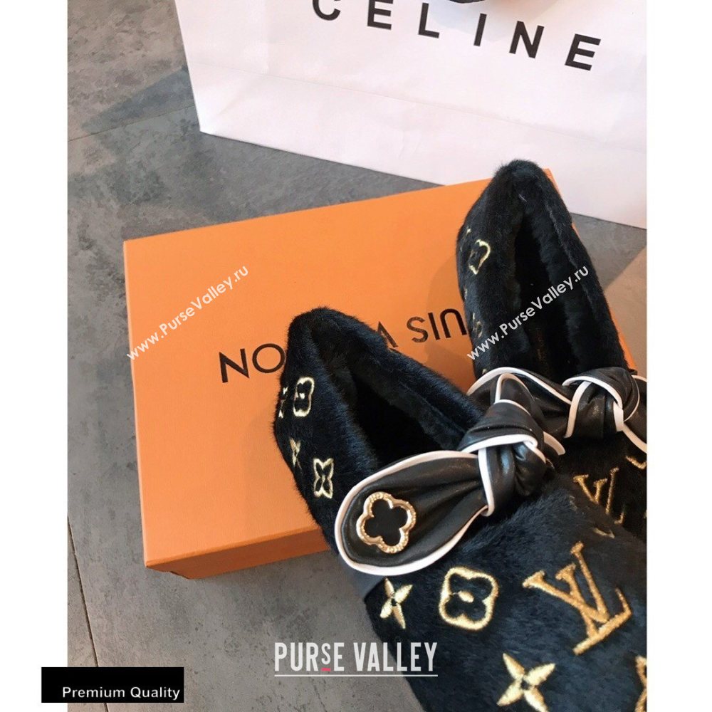 Louis Vuitton Fur Bow Loafers Black 2020 (hongxi-20111010)