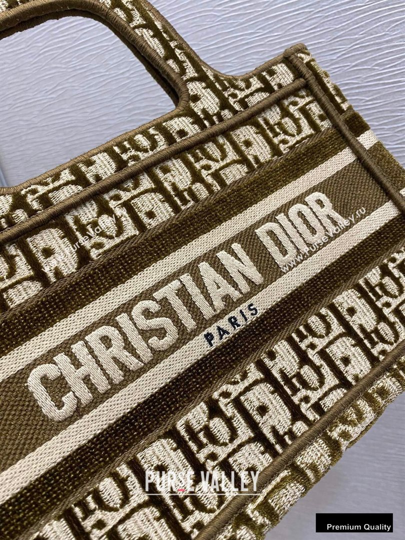 Dior Mini Book Tote Bag in Oblique Embroidered Velvet Brown 2020 (vivi-20111103 )