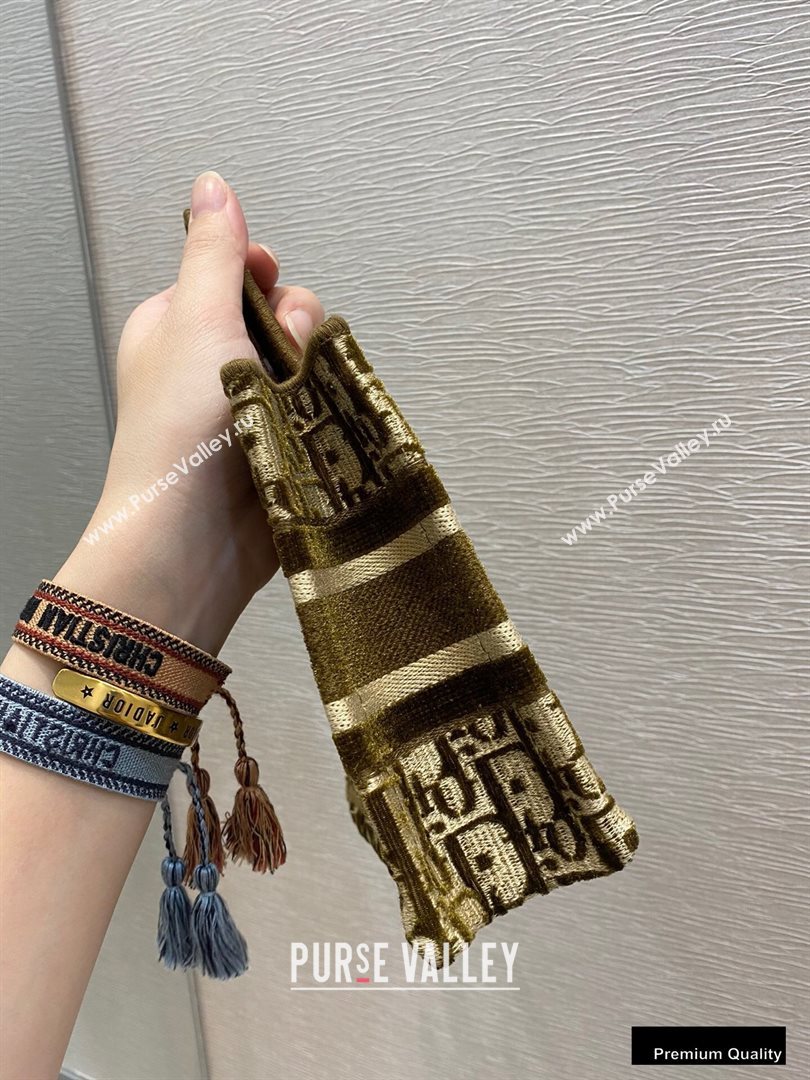 Dior Mini Book Tote Bag in Oblique Embroidered Velvet Brown 2020 (vivi-20111103 )