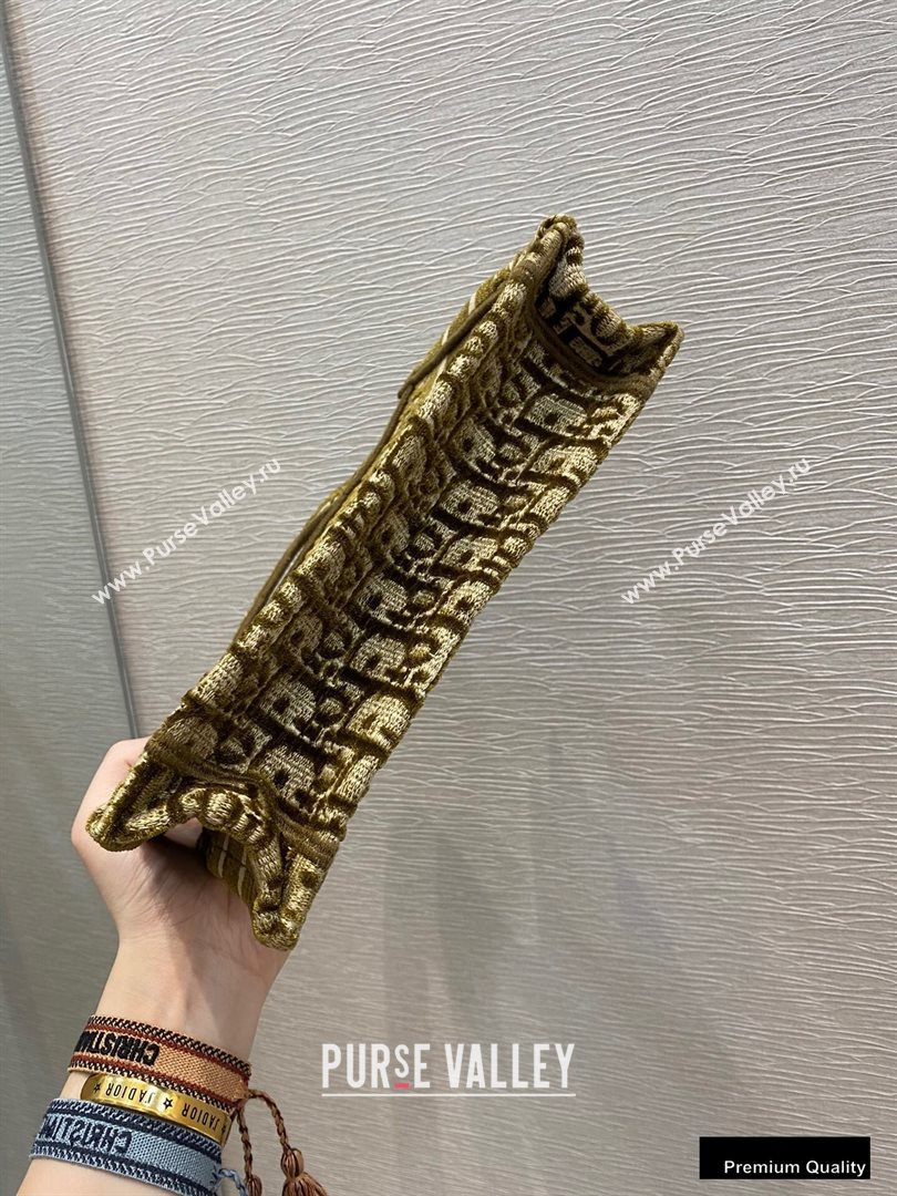 Dior Mini Book Tote Bag in Oblique Embroidered Velvet Brown 2020 (vivi-20111103 )