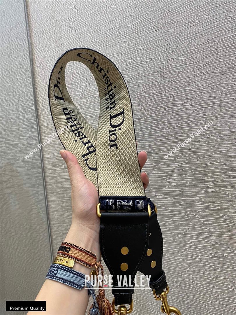 Dior Oblique Embroidered Velvet Shoulder Strap Blue 2020 (vivi-20111123 )