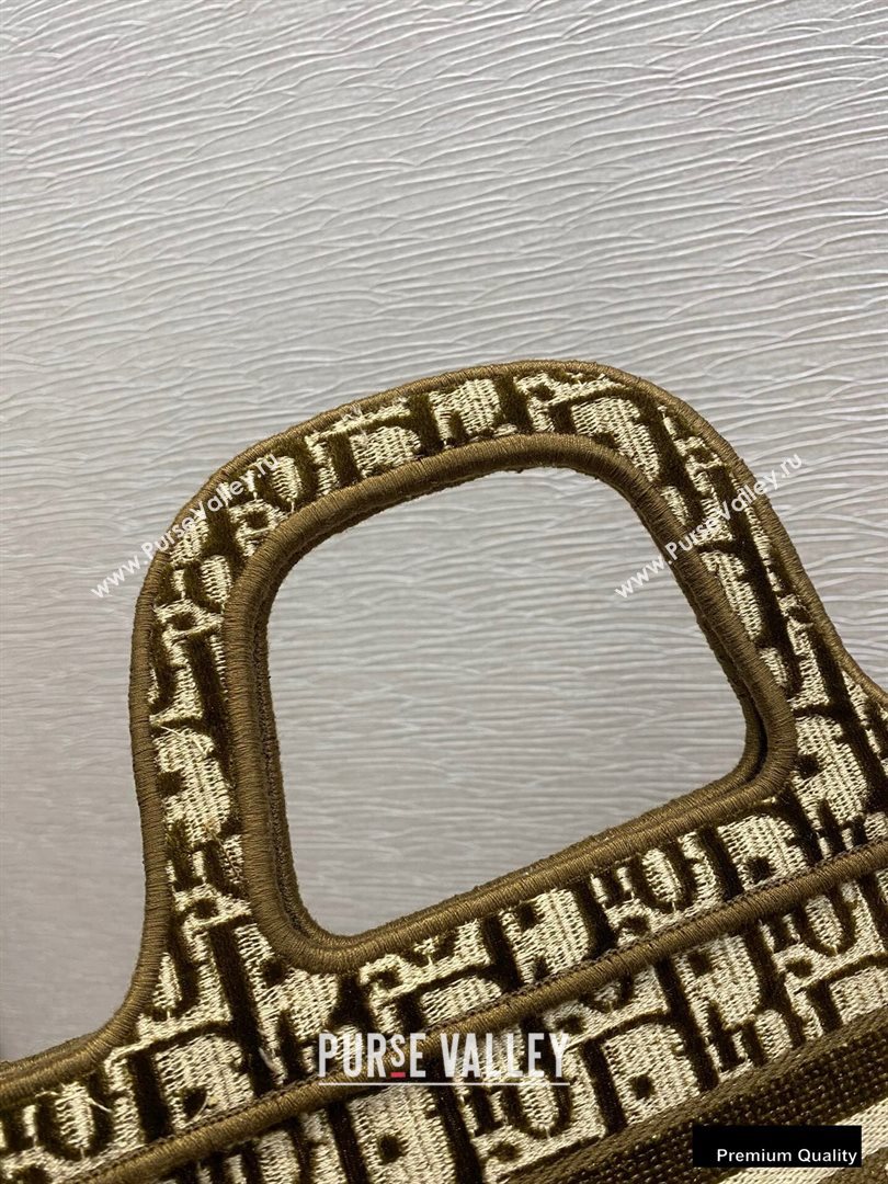 Dior Mini Book Tote Bag in Oblique Embroidered Velvet Brown 2020 (vivi-20111103 )