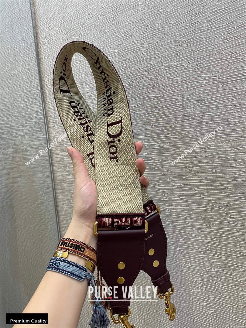 Dior Oblique Embroidered Velvet Shoulder Strap Burgundy 2020 (vivi-20111124 )