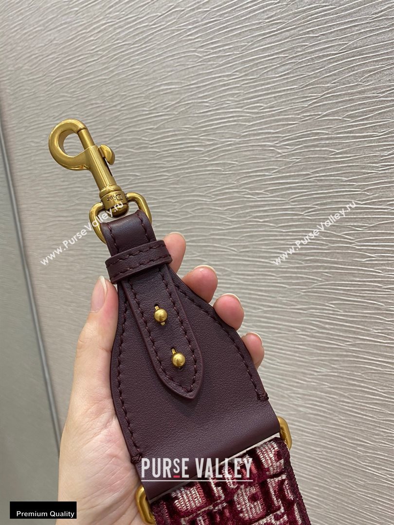 Dior Oblique Embroidered Velvet Shoulder Strap Burgundy 2020 (vivi-20111124 )