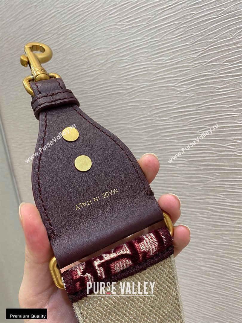 Dior Oblique Embroidered Velvet Shoulder Strap Burgundy 2020 (vivi-20111124 )