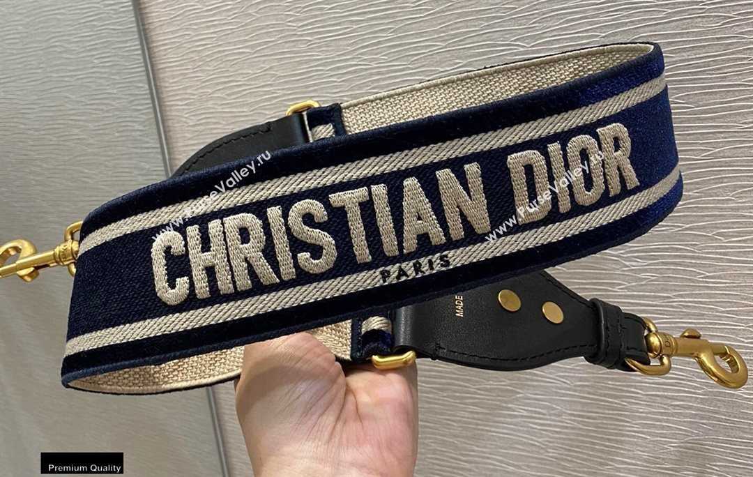 Christian Dior Embroidered Velvet Shoulder Strap Blue 2020 (vivi-20111121 )