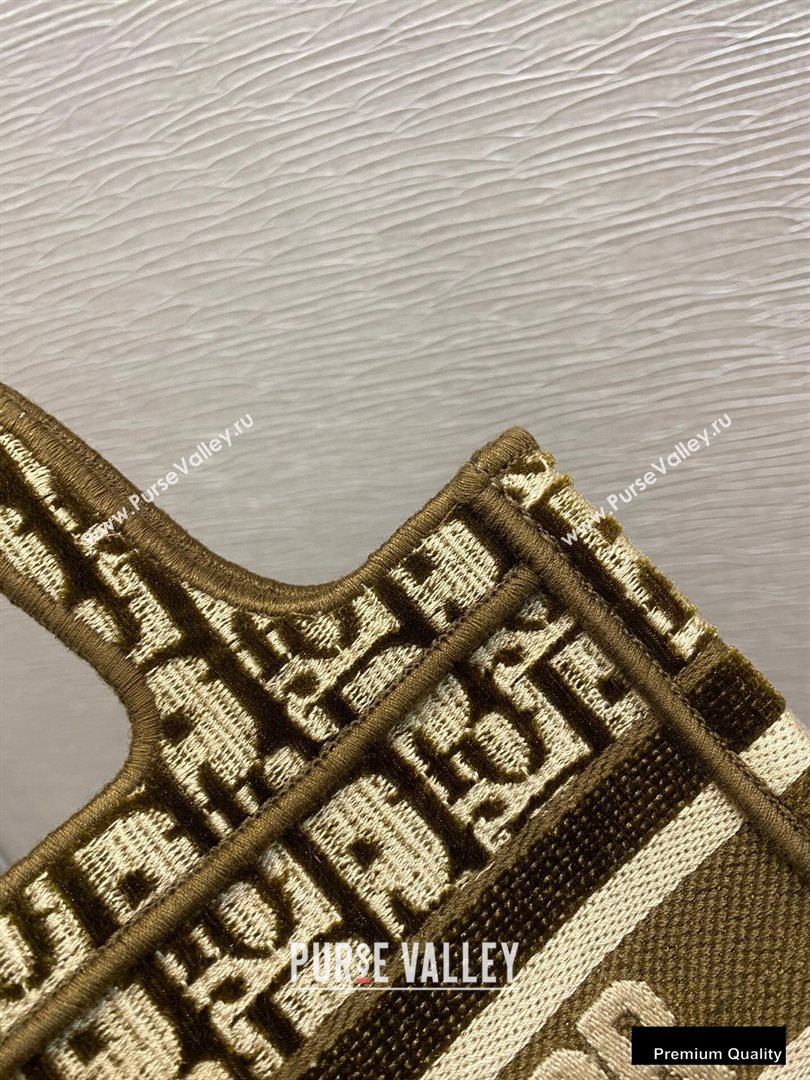 Dior Mini Book Tote Bag in Oblique Embroidered Velvet Brown 2020 (vivi-20111103 )