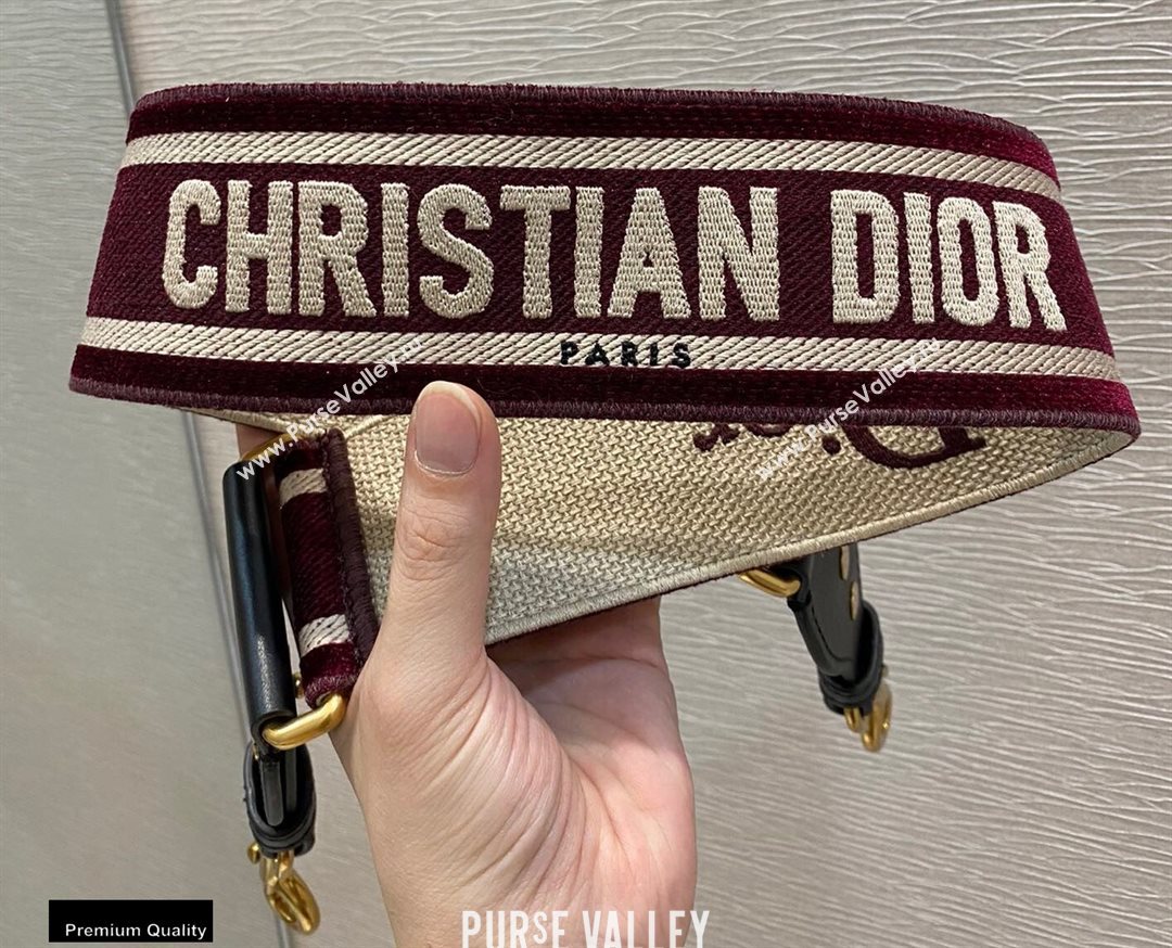 Christian Dior Embroidered Velvet Shoulder Strap Burgundy 2020 (vivi-20111122 )