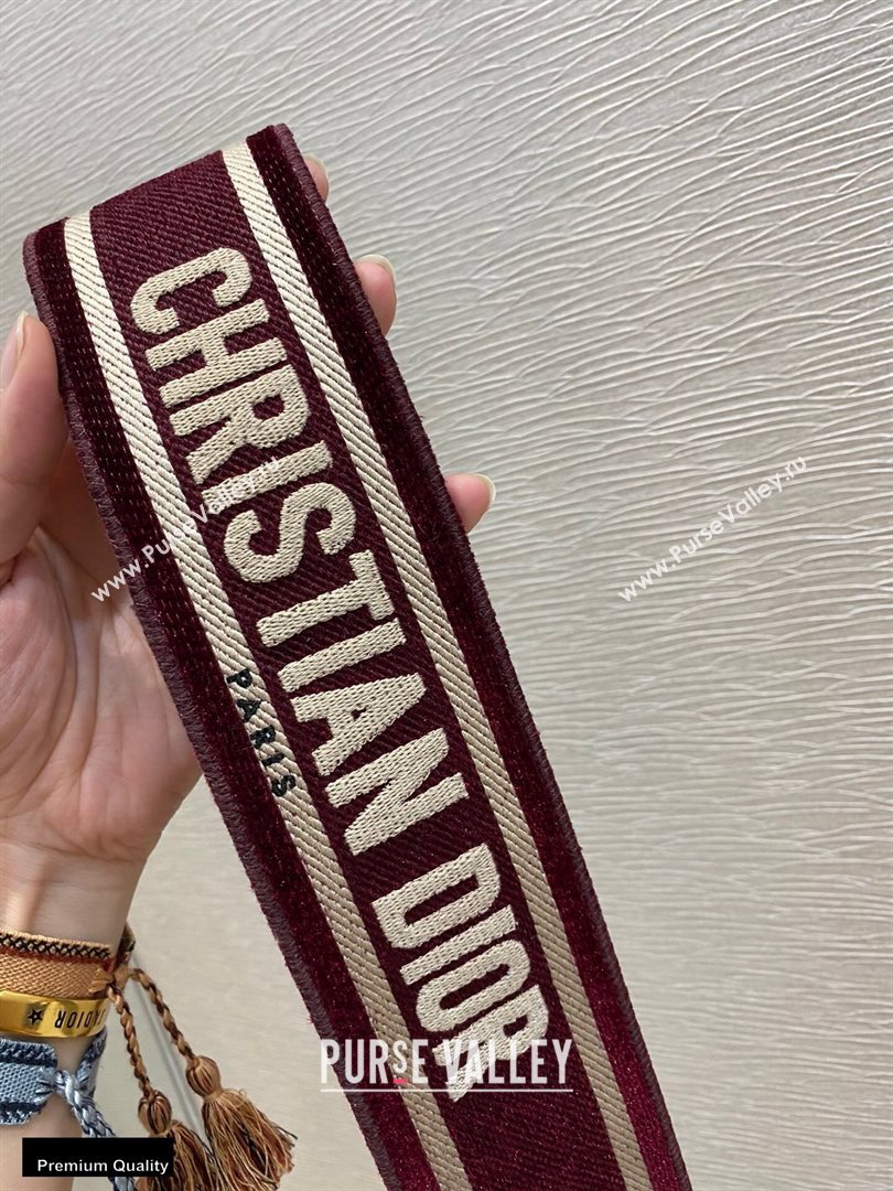 Christian Dior Embroidered Velvet Shoulder Strap Burgundy 2020 (vivi-20111122 )