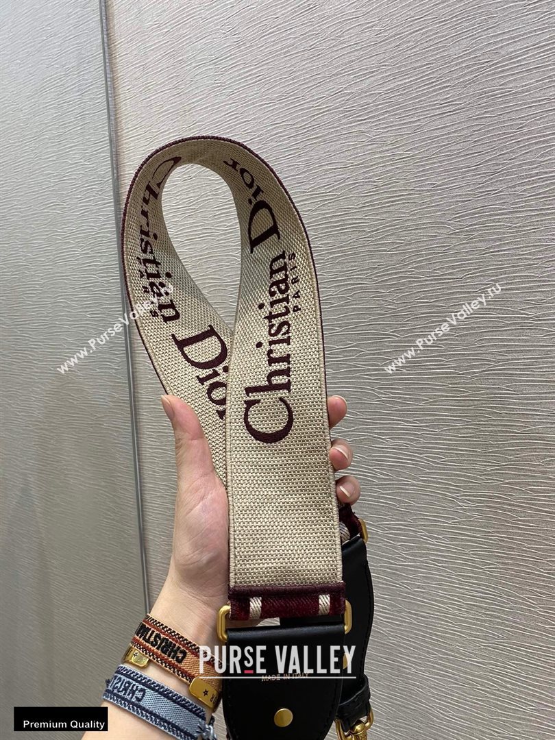 Christian Dior Embroidered Velvet Shoulder Strap Burgundy 2020 (vivi-20111122 )