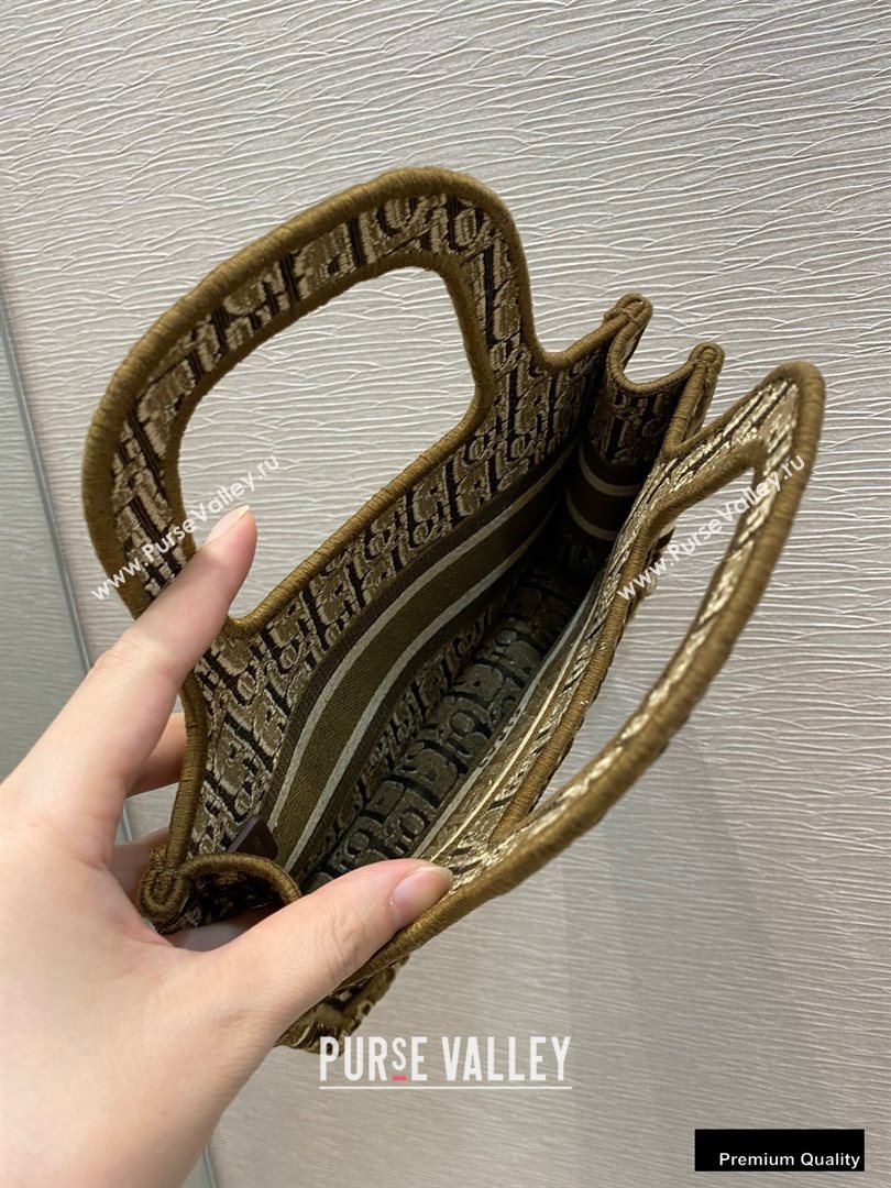 Dior Mini Book Tote Bag in Oblique Embroidered Velvet Brown 2020 (vivi-20111103 )