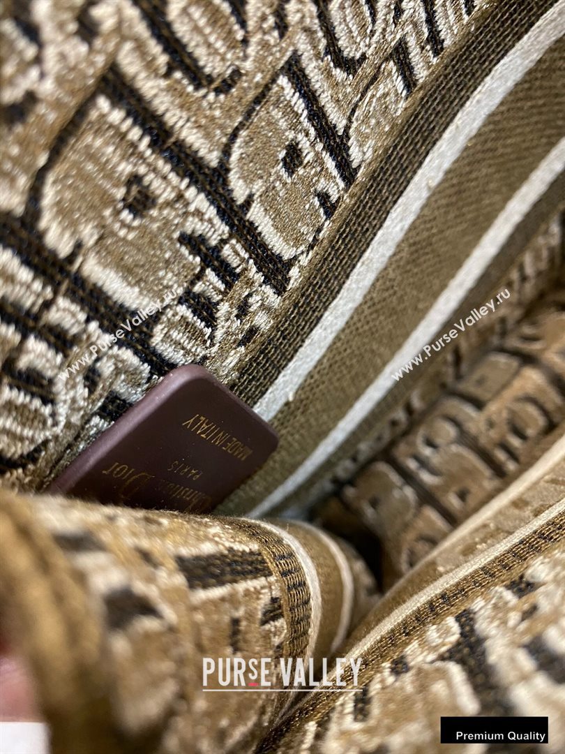 Dior Mini Book Tote Bag in Oblique Embroidered Velvet Brown 2020 (vivi-20111103 )