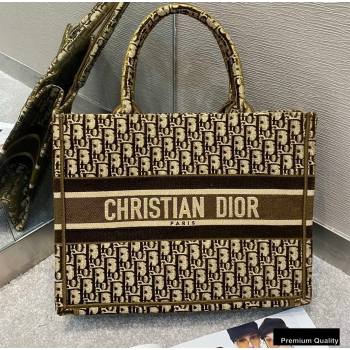 Dior Small Book Tote Bag in Oblique Embroidered Velvet Brown 2020 (vivi-20111102 )