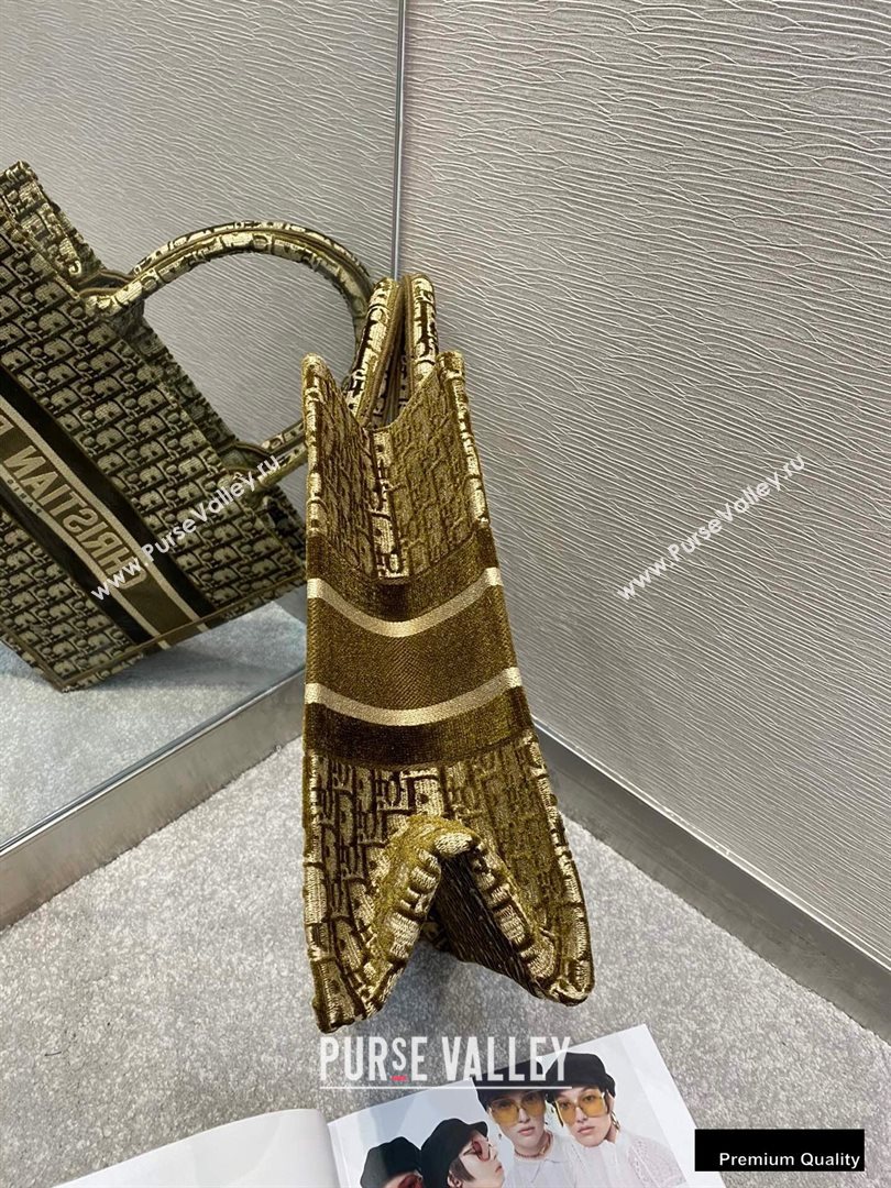 Dior Small Book Tote Bag in Oblique Embroidered Velvet Brown 2020 (vivi-20111102 )