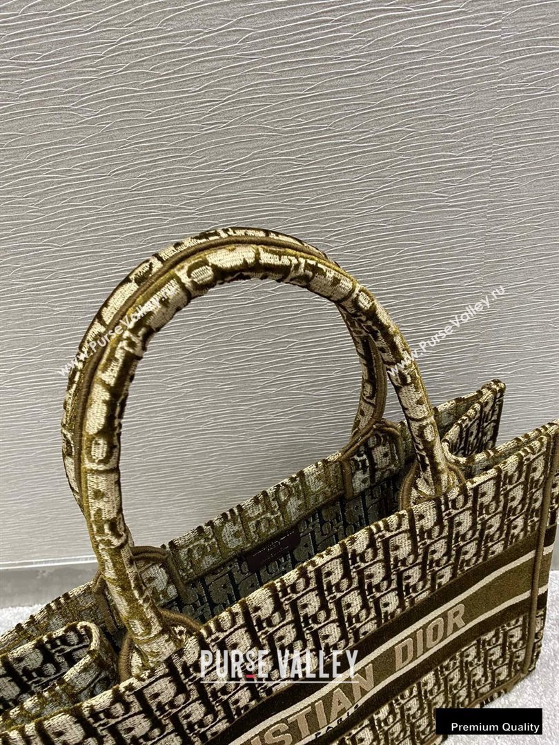 Dior Small Book Tote Bag in Oblique Embroidered Velvet Brown 2020 (vivi-20111102 )