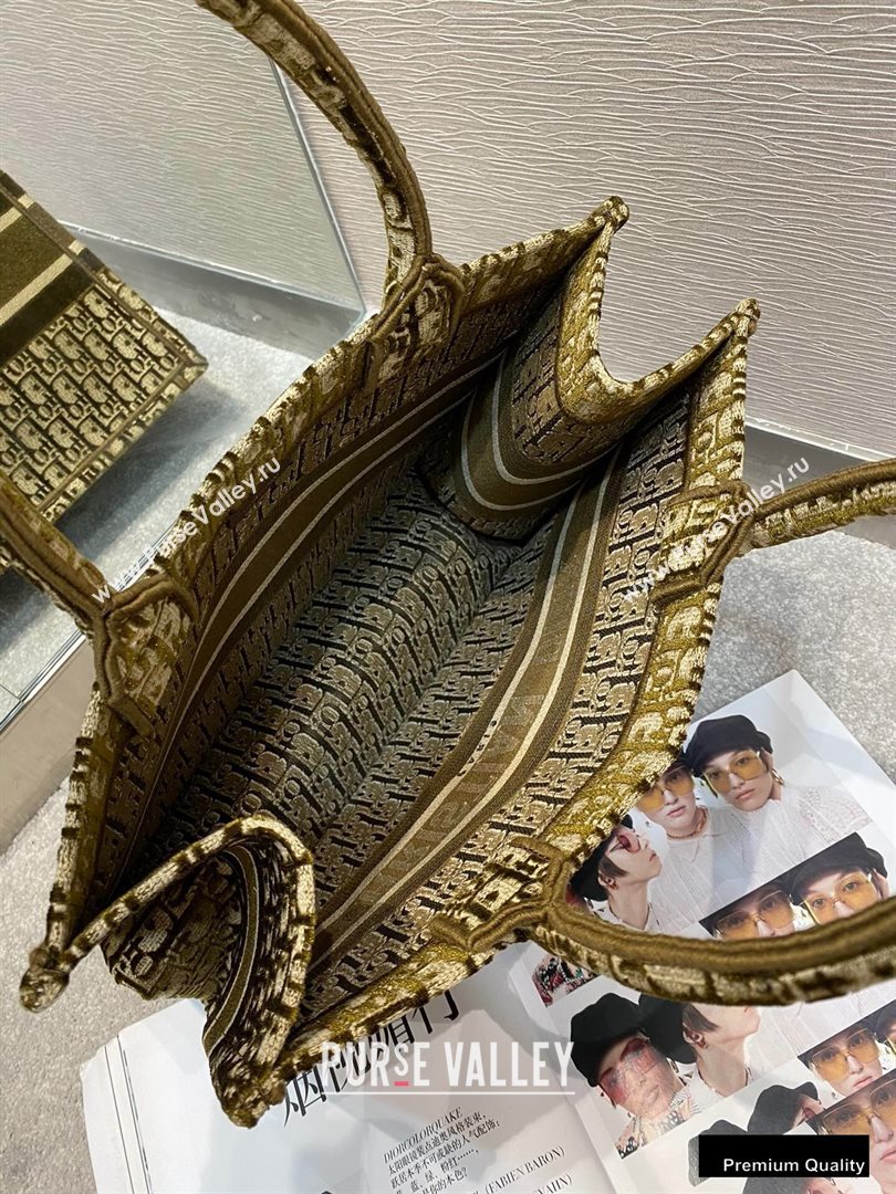 Dior Small Book Tote Bag in Oblique Embroidered Velvet Brown 2020 (vivi-20111102 )