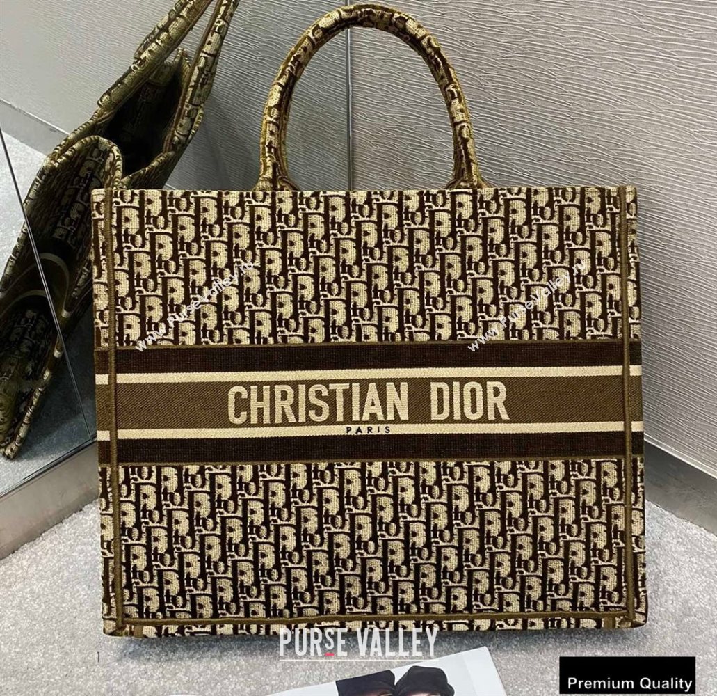 Dior Book Tote Bag in Oblique Embroidered Velvet Brown 2020 (vivi-20111101 )