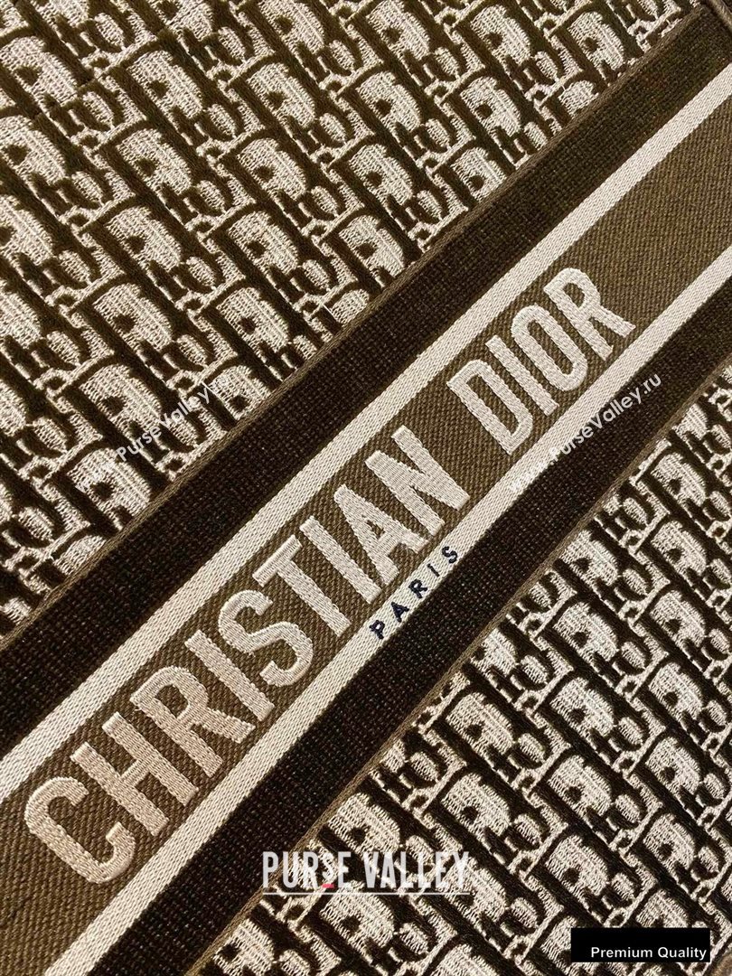 Dior Book Tote Bag in Oblique Embroidered Velvet Brown 2020 (vivi-20111101 )