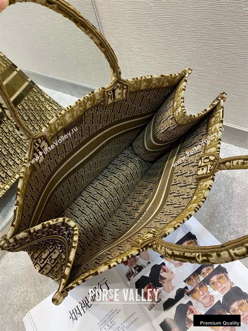 Dior Book Tote Bag in Oblique Embroidered Velvet Brown 2020 (vivi-20111101 )