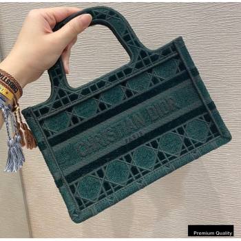 Dior Mini Book Tote Bag in Cannage Embroidered Velvet Green 2020 (vivi-20111112 )