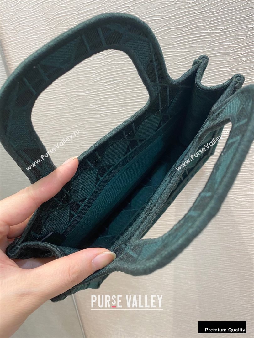 Dior Mini Book Tote Bag in Cannage Embroidered Velvet Green 2020 (vivi-20111112 )
