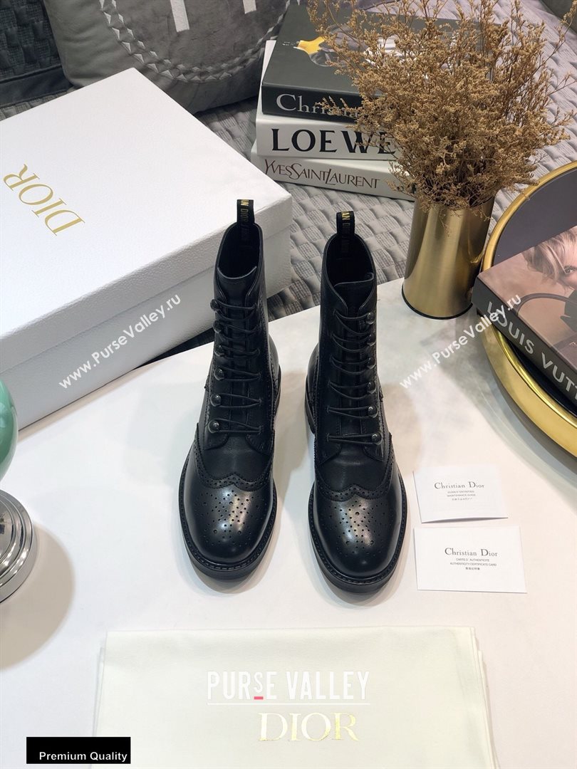 Dior Heel 2.5cm Calfskin Lace-up Ankle Boots Black 2020 (jincheng-20111604)
