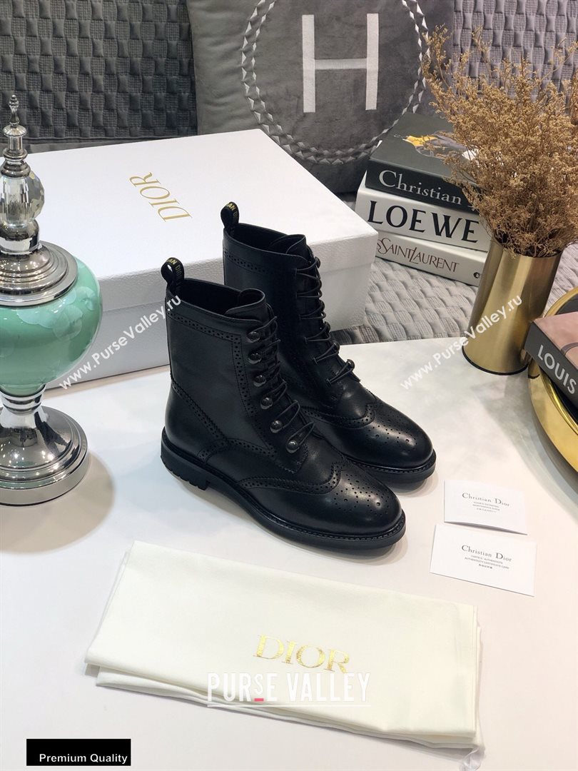 Dior Heel 2.5cm Calfskin Lace-up Ankle Boots Black 2020 (jincheng-20111604)