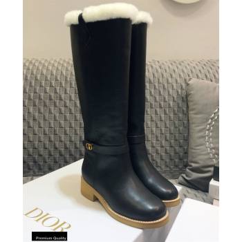 Dior Heel 3.5cm Calfskin and Shearling Lining D-Furious Boots Black 2020 (jincheng-20111701)